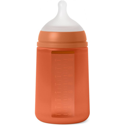 Biberon Con Botella De Silicona Tetina SX Pro +3 Anti-Colic Naranja