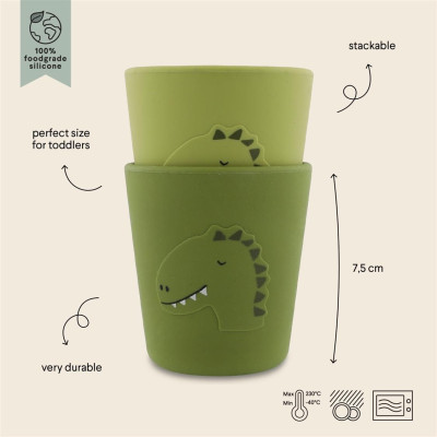 Paquete de 2 Tazas de Silicona Dinosaurio Trixie